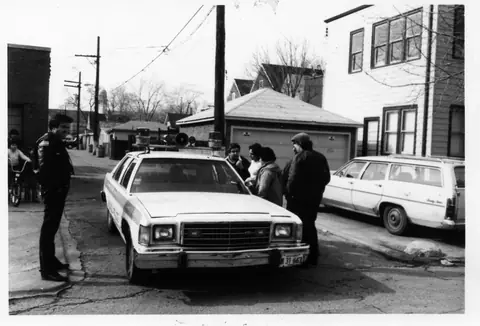 Chicago police at a march in Pilsen