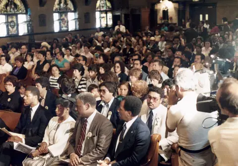 Rudy Lozano's funeral at St. Pius V Church, Pilsen, June 1983