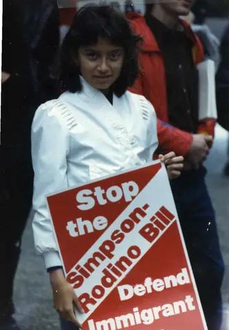 Protest against the Simpson-Rodino immigration bill, October 1985
