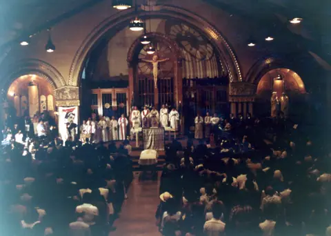 Rudy Lozano's funeral at St. Pius V Church, Pilsen, June 1983