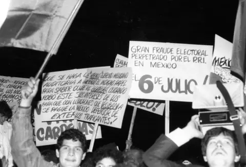 Protest against election fraud in Mexico, September 1989