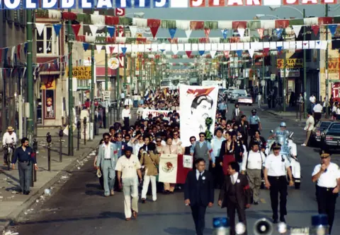 Funeral procession for Rudy Lozano, June 1983