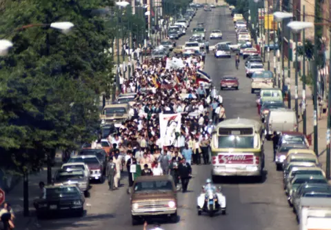 Funeral procession for Rudy Lozano, June 1983