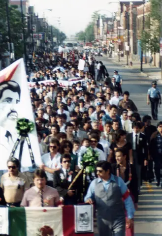 Funeral procession for Rudy Lozano, June 1983