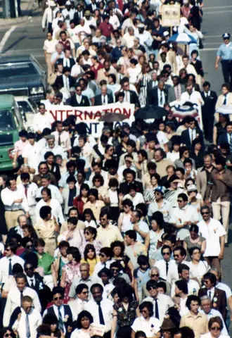 Funeral procession for Rudy Lozano, June 1983