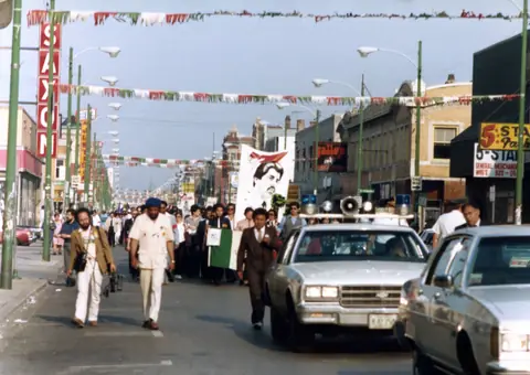Funeral procession for Rudy Lozano, June 1983