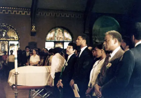 Rudy Lozano's funeral at St. Pius V Church, Pilsen, June 1983