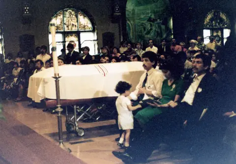 Rudy Lozano's funeral at St. Pius V Church, Pilsen, June 1983