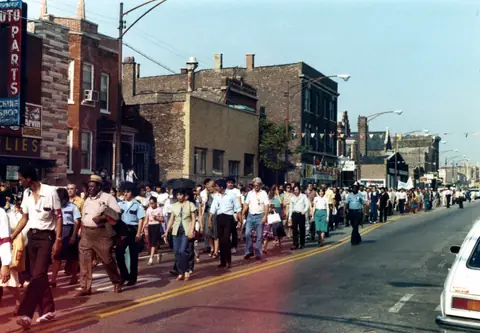 Funeral procession for Rudy Lozano, June 1983