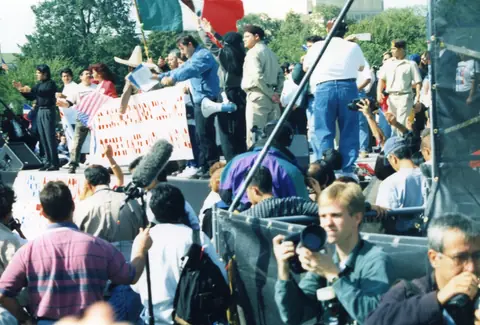 Young Rudy Lozano at a march
