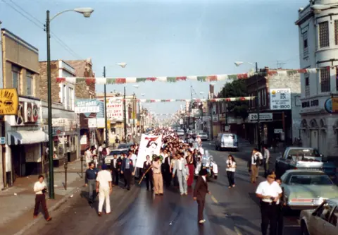 Funeral procession for Rudy Lozano, June 1983