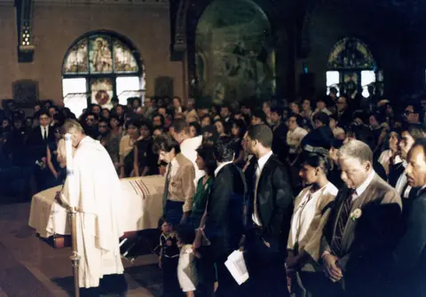 Rudy Lozano's funeral at St. Pius V Church, Pilsen, June 1983