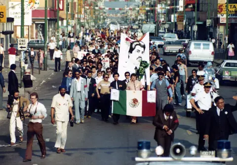 Funeral procession for Rudy Lozano, June 1983