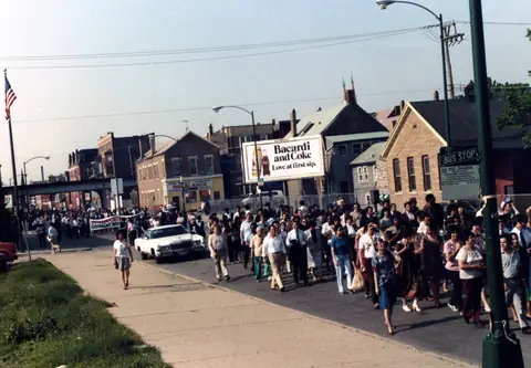 Funeral procession for Rudy Lozano, June 1983