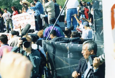 Young Rudy Lozano at a march