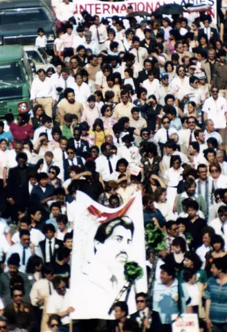 Funeral procession for Rudy Lozano, June 1983