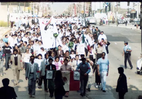 Funeral procession for Rudy Lozano, June 1983