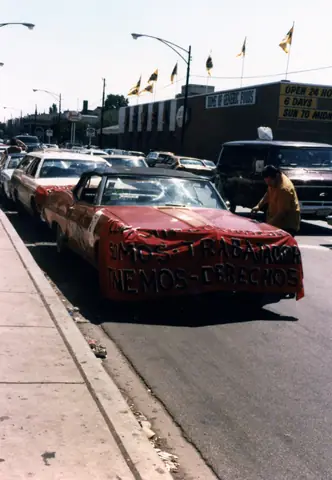 Car protest on 26th Street, Little Village
