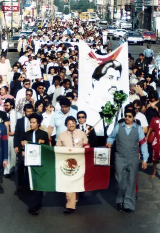 Funeral procession for Rudy Lozano, June 1983