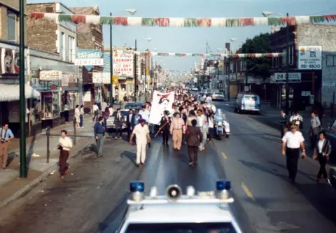Funeral procession for Rudy Lozano, June 1983