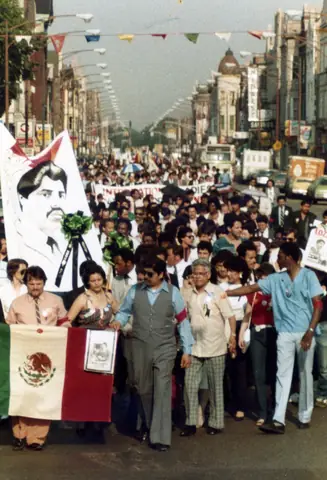 Funeral procession for Rudy Lozano, June 1983