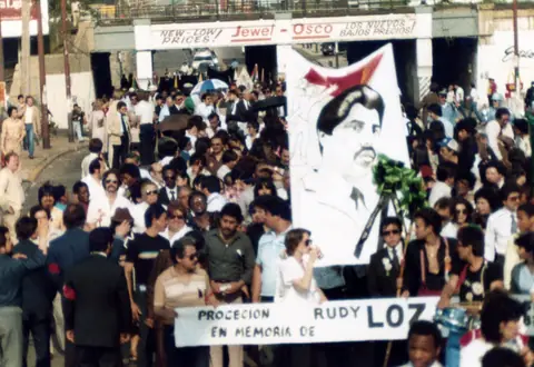 Funeral procession for Rudy Lozano, June 1983