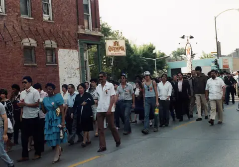 Funeral procession for Rudy Lozano, June 1983