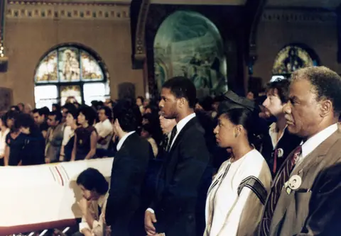 Rudy Lozano's funeral at St. Pius V Church, Pilsen, June 1983