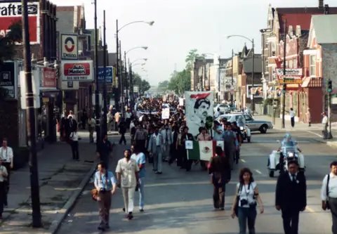Funeral procession for Rudy Lozano, June 1983