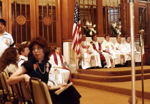 Rudy Lozano's funeral at St. Pius V Church, Pilsen, June 1983