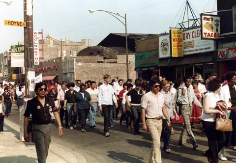 Funeral procession for Rudy Lozano, June 1983