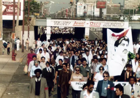 Funeral procession for Rudy Lozano, June 1983