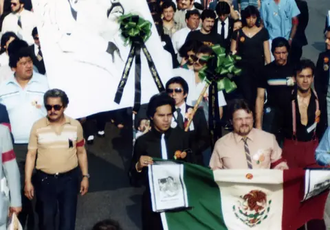 Funeral procession for Rudy Lozano, June 1983