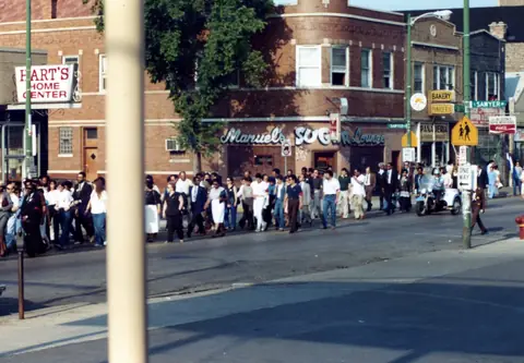 Funeral procession for Rudy Lozano, June 1983