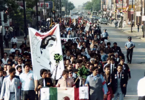 Funeral procession for Rudy Lozano, June 1983