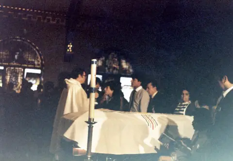 Rudy Lozano's funeral at St. Pius V Church, Pilsen, June 1983