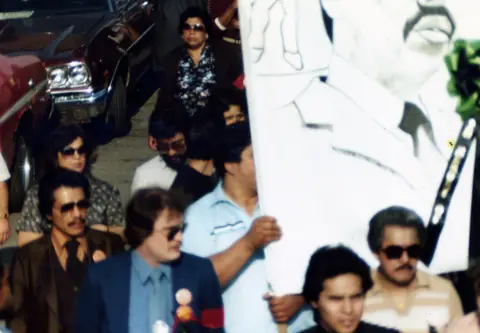 Funeral procession for Rudy Lozano, June 1983
