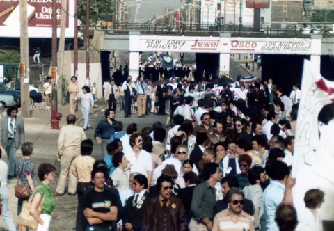 Funeral procession for Rudy Lozano, June 1983