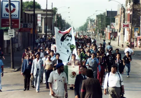 Funeral procession for Rudy Lozano, June 1983