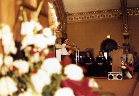 Rudy Lozano's funeral at St. Pius V Church, Pilsen, June 1983