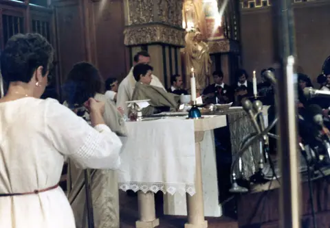 Rudy Lozano's funeral at St. Pius V Church, Pilsen, June 1983