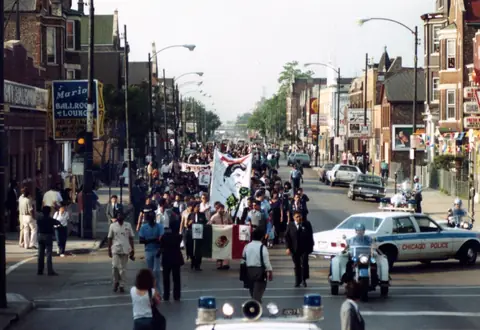 Funeral procession for Rudy Lozano, June 1983