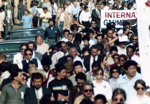 Funeral procession for Rudy Lozano, June 1983