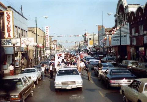 Funeral procession for Rudy Lozano, June 1983