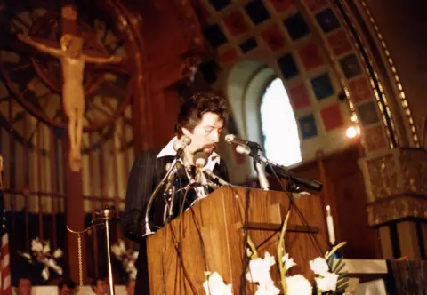 Rudy Lozano's funeral at St. Pius V Church, Pilsen, June 1983