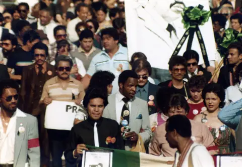 Funeral procession for Rudy Lozano, June 1983