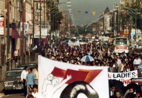 Funeral procession for Rudy Lozano, June 1983