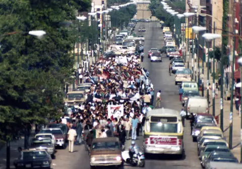 Funeral procession for Rudy Lozano, June 1983