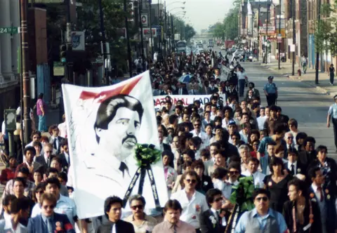 Funeral procession for Rudy Lozano, June 1983