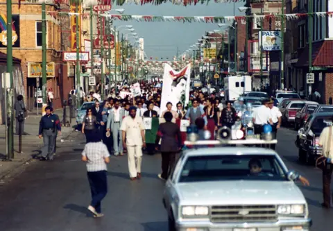 Funeral procession for Rudy Lozano, June 1983